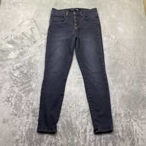 Veronica Beard Debbie High Rise Ankle Skinny Jeans Black Button Fly 30 Fits 29"